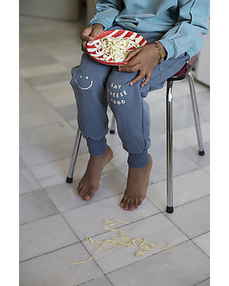 BabyClic Pantaloni da Tuta - con Coulisse - Say Cheese - Storm Blue - Cotone Bio Pantaloni Lunghi
