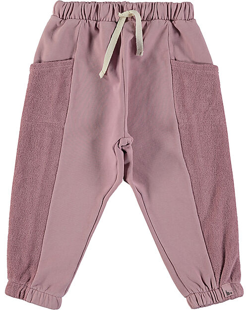 BabyClic Pantaloni Leo con Coulisse in Vita - Grape - Cotone Pantaloni Lunghi