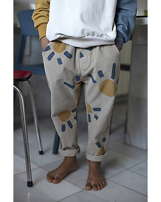 BabyClic Pantaloni Lunghi a Coste Robin - Big Sun - 100% Velluto di Cotone Bio Pantaloni Lunghi