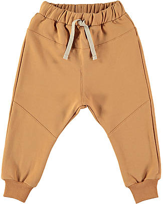BabyClic Pantaloni Lunghi Noah - Caramel - Felpa di Cotone Bio Pantaloni Lunghi