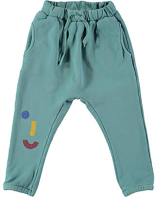 BabyClic Pantaloni Lunghi - Smile Emerald - Felpa di Cotone Bio Pantaloni Lunghi