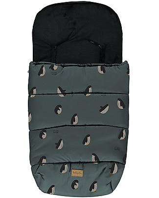 BabyClic Sacco Nanna per Passeggino Iceberg - Penguins - Nero/Blu - Consigliato per Passeggini Gemellari e Leggeri Sacchi Passeggino