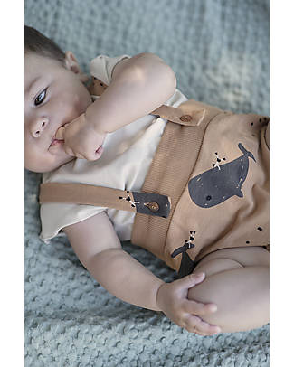 BabyClic Salopette + Maglietta a Maniche Corte - Balena - Cotone Bio T-shirt