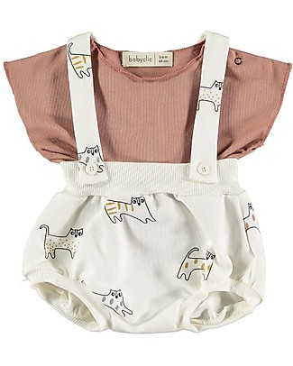 BabyClic Salopette + Maglietta a Maniche Corte - Felix - Cotone Bio Elasticizzato T-shirt