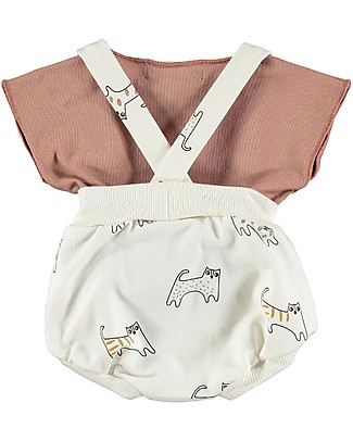 BabyClic Salopette + Maglietta a Maniche Corte - Felix - Cotone Bio Elasticizzato T-shirt
