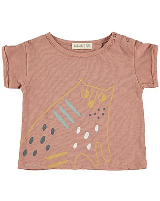 BabyClic T-Shirt Maniche Corte - Gatto - 100% Jersey di Cotone Biologico Fiammato T-shirt