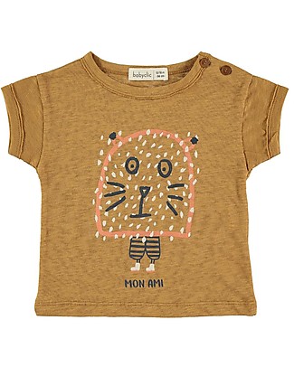 BabyClic T-Shirt Maniche Corte - Mon Ami - Curry - 100% Jersey di Cotone Biologico Fiammato T-shirt