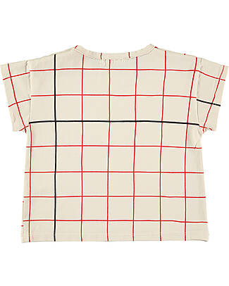 BabyClic T-Shirt Mezze Maniche - Grid Red - Jersey Di Cotone Bio T-shirt