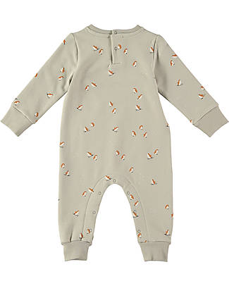 BabyClic Tutina Intera - Happy Penguins Panna - Felpa di Cotone Bio Tutine Lunghe