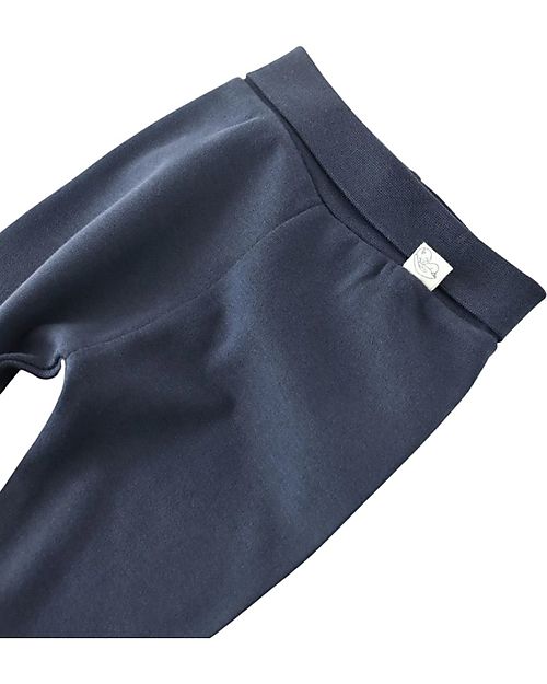 Babycosy Pantalone con Piedini - Blu Scuro - 100% Cotone Bio GOTS Pantaloni Lunghi