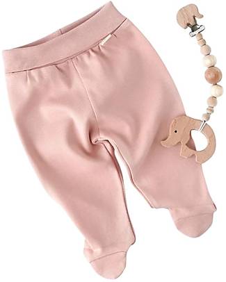 Babycosy Pantalone con Piedini - Rosa Chiaro - 100% Cotone Bio GOTS Pantaloni Lunghi