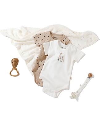 Babycosy Set 2 Body a Maniche Corte Giraffe - Ecru e Mink - 100% Cotone Biologico GOTS Body Manica Corta