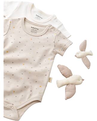 Babycosy Set 2 Body a Maniche Corte Interlok - Ecru e Pietra - 100% Cotone Biologico GOTS Body Manica Corta