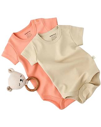 Babycosy Set 2 Body Manica Corta - Senape Salmone - 100% Cotone Bio GOTS Body Manica Corta