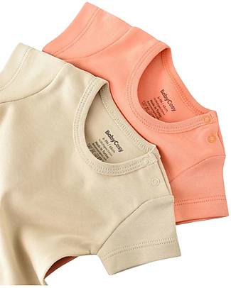 Babycosy Set 2 Body Manica Corta - Senape Salmone - 100% Cotone Bio GOTS Body Manica Corta