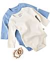 Babycosy Set 2 Body Manica Lunga - Ecru e Blu - 100% Cotone Bio GOTS Body Manica Lunga