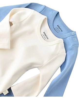 Babycosy Set 2 Body Manica Lunga - Ecru e Blu - 100% Cotone Bio GOTS Body Manica Lunga