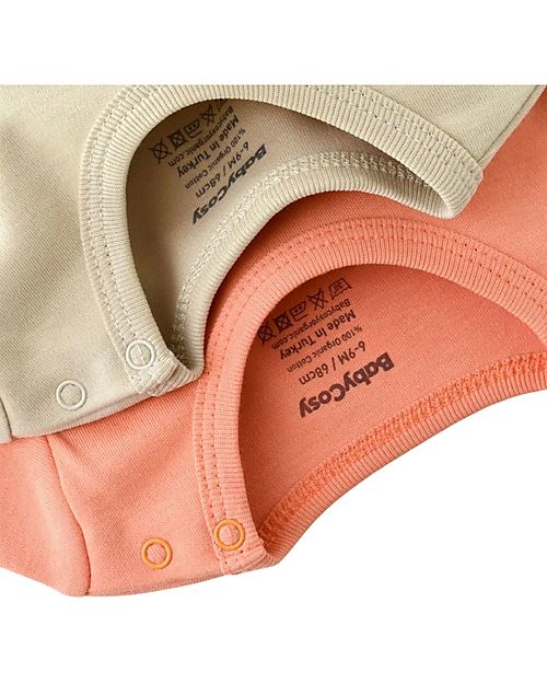 Babycosy Set 2 Body Manica Lunga - Senape Salmone - 100% Cotone Bio GOTS Body Manica Lunga