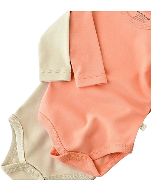 Babycosy Set 2 Body Manica Lunga - Senape Salmone - 100% Cotone Bio GOTS Body Manica Lunga