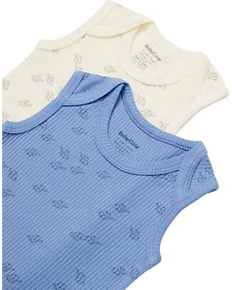 Babycosy Set 2 Body Senza Maniche Modal - Ecru e Lavanda - Cotone Bio GOTS Body Manica Corta