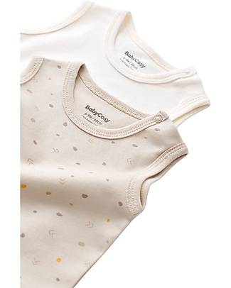 Babycosy Set 2 Body senza Maniche - Pietra Ecru - 100% Cotone Bio GOTS Body Manica Corta