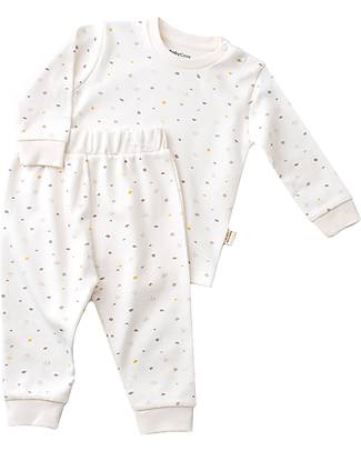 Babycosy Set Pantalone e Maglietta Manica Lunga - Ecru - 100% Cotone Bio GOTS Completi e Set
