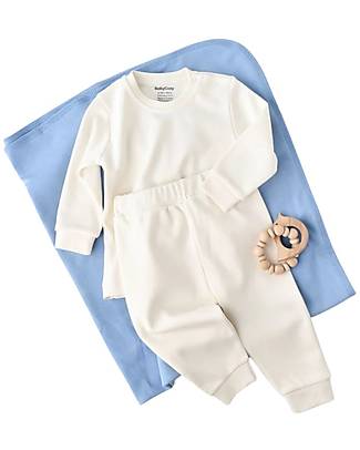 Babycosy Set Pantalone e Maglietta Manica Lunga - Ecru - Modal e Cotone Bio GOTS Completi e Set