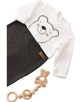 Babycosy Tutina Maniche Lunghe con Piedini - Orsetto - Velluto di Cotone Bio GOTS Tutine Lunghe