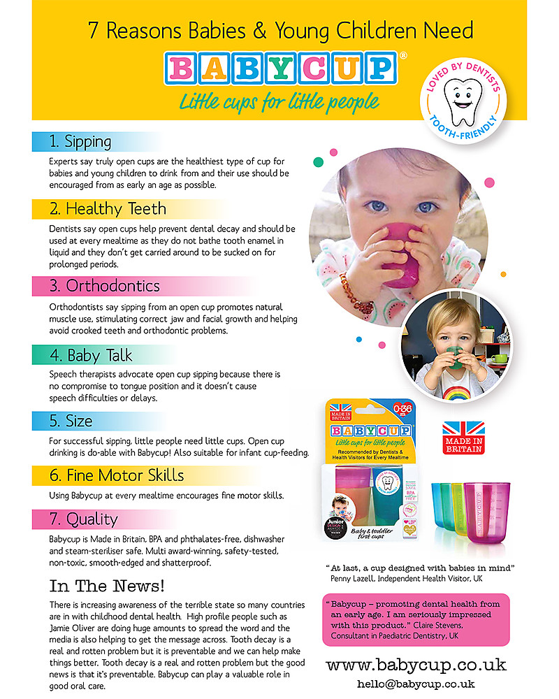 Babycup Prima Tazza Bimbi 0-36 mesi - Set 4 Pezzi Multicolore - Premiato da  Ostetriche e Dentisti unisex (bambini)