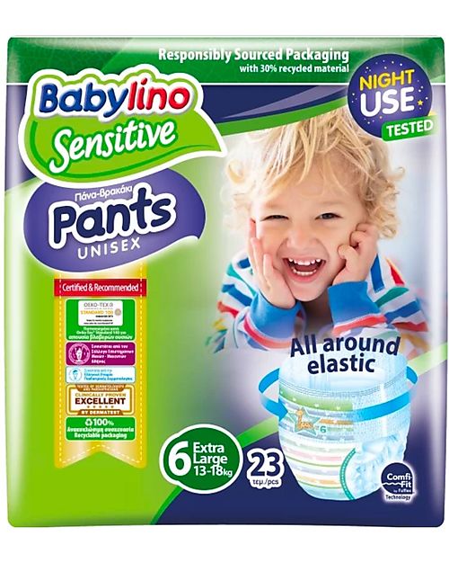 Babylino Pannolini Mutandina Babylino Sensitive con Tecnologia 360° di Elasticità - Certificato Oeko-Tex 100! Pannolini Eco