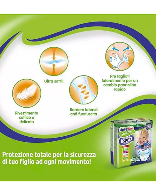 Babylino Pannolini Mutandina Babylino Sensitive con Tecnologia 360° di Elasticità - Certificato Oeko-Tex 100! Pannolini Eco