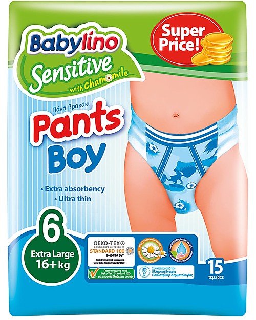 Babylino Pannolini Mutandina Ecologici Sensitive Bambino (Tg 5 o 6 anni) - Gli Unici Certificati Oeko-Tex Standard 100! Pannolini Eco