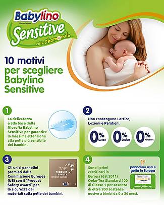 Babylino Pannolini Sensitive + Salviettine alla Camomilla - Taglia 1/2/3 Pannolini Eco