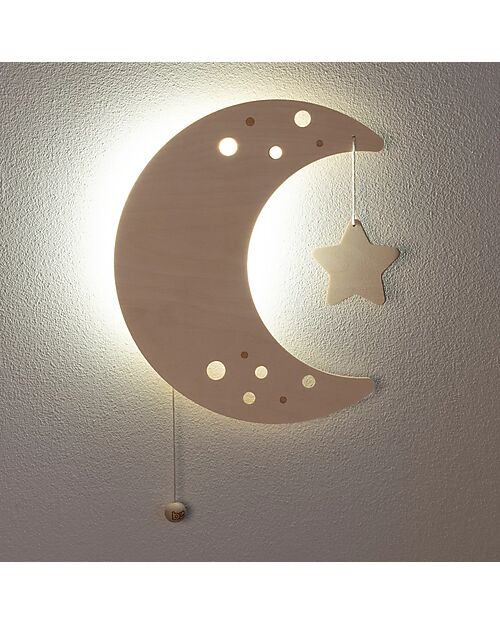 Baby's Only Lampada da Parete in Legno - Luna Wonder - Marrone - 30x25 cm Lampade da Parete