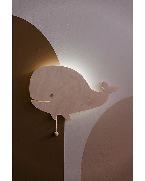 Baby's Only Lampada da Parete in Legno - Whale Wonder - Marrone Lampade da Parete