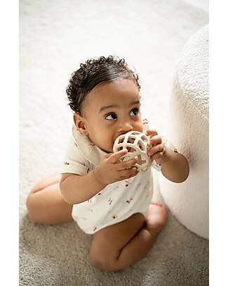 Baby's Only Set 2 Palline Giocattolo - Verde e Lino - Silicone Macchine e Trenini  in Legno