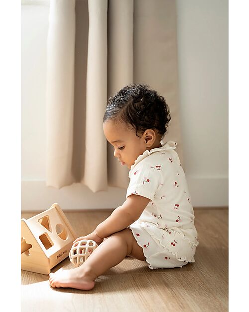 Baby's Only Set 2 Palline Giocattolo - Verde e Lino - Silicone Macchine e Trenini  in Legno