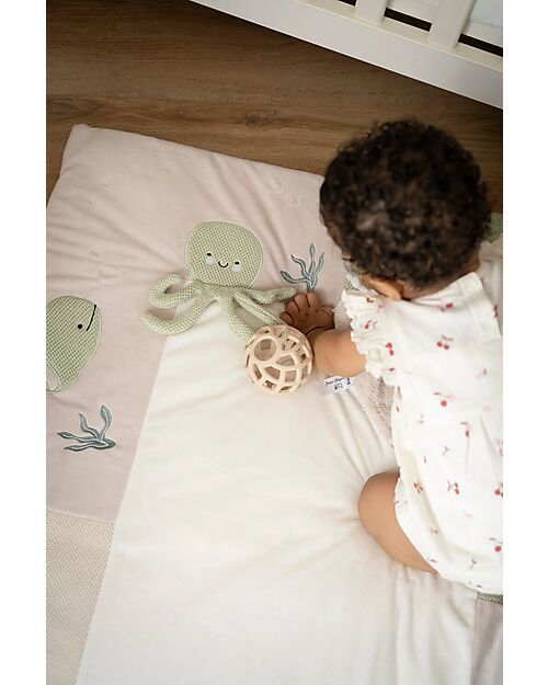 Baby's Only Set 2 Palline Giocattolo - Verde e Lino - Silicone Macchine e Trenini  in Legno
