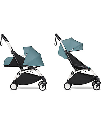 Babyzen Duo YOYO² - Telaio Bianco, Rivestimento Acqua 0+ e 6+ Sistemi Combinabili per Trio