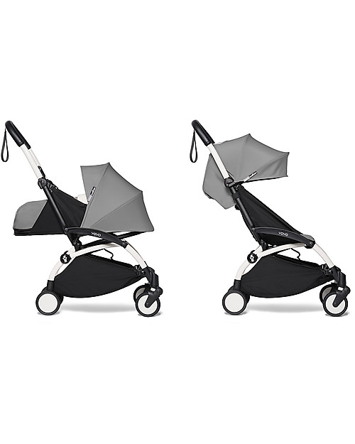 Babyzen Duo YOYO² - Telaio Bianco, Rivestimento Grigio 0+ e 6+ Passeggini Trio e Duo