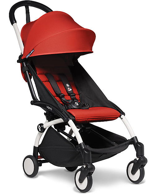 Babyzen Duo YOYO² - Telaio Bianco, Rivestimento Rosso 0+ e 6+ Passeggini Trio e Duo
