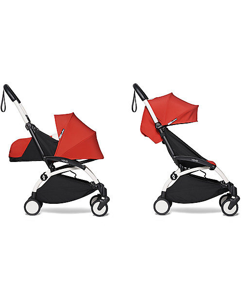 Babyzen Duo YOYO² - Telaio Bianco, Rivestimento Rosso 0+ e 6+ Passeggini Trio e Duo