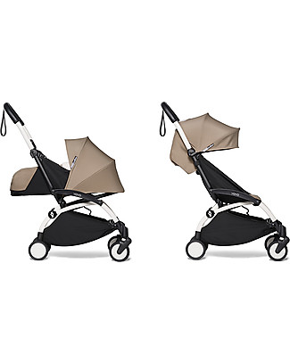 Babyzen Duo YOYO² - Telaio Bianco, Rivestimento Tortora 0+ e 6+ Sistemi Combinabili per Trio