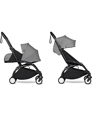 Babyzen Duo YOYO² - Telaio Nero, Rivestimento Grigio 0+ e 6+ Sistemi Combinabili per Trio