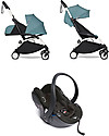 Babyzen Trio YOYO² - Telaio Bianco, Rivestimento Acqua 0+ e 6+, Seggiolino Auto 0+ Izi Go Passeggini Trio e Duo