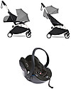 Babyzen Trio YOYO² - Telaio Bianco, Rivestimento Grigio 0+ e 6+, Seggiolino Auto 0+ Izi Go Passeggini Trio e Duo