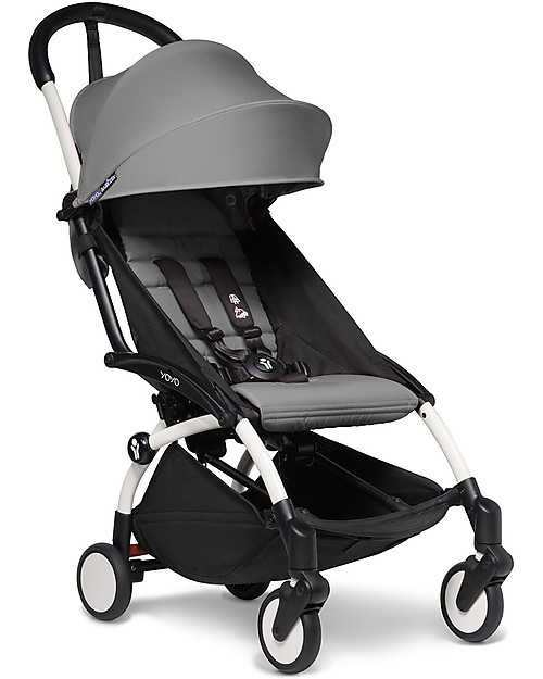 Babyzen Trio YOYO² - Telaio Bianco, Rivestimento Grigio 0+ e 6+, Seggiolino Auto 0+ Izi Go Passeggini Trio e Duo