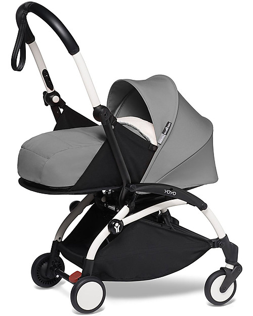 Babyzen Trio YOYO² - Telaio Bianco, Rivestimento Grigio 0+ e 6+, Seggiolino Auto 0+ Izi Go Passeggini Trio e Duo