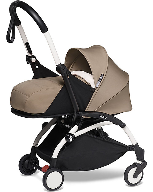 Babyzen Trio YOYO² - Telaio Bianco, Rivestimento Tortora 0+ e 6+, Seggiolino Auto 0+ Izi Go Passeggini Trio e Duo
