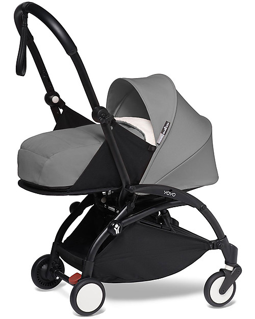 Babyzen Trio YOYO² - Telaio Nero, Rivestimento Grigio 0+ e 6+, Seggiolino Auto 0+ Izi Go Passeggini Leggeri